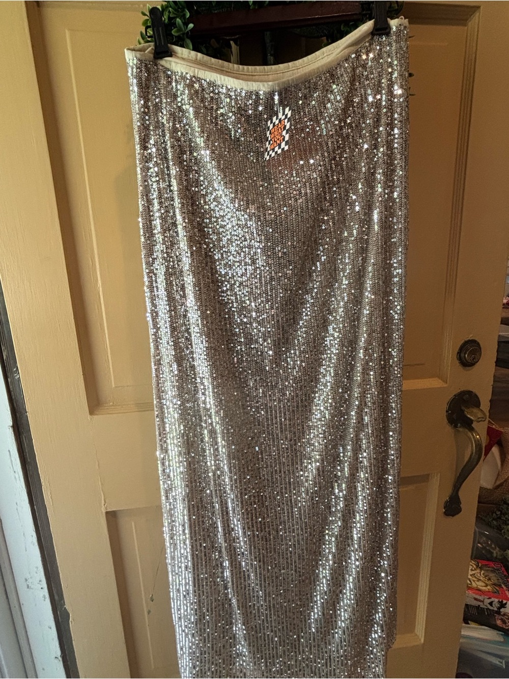 Dressed in LALA cream Sequin Maxi Skirt